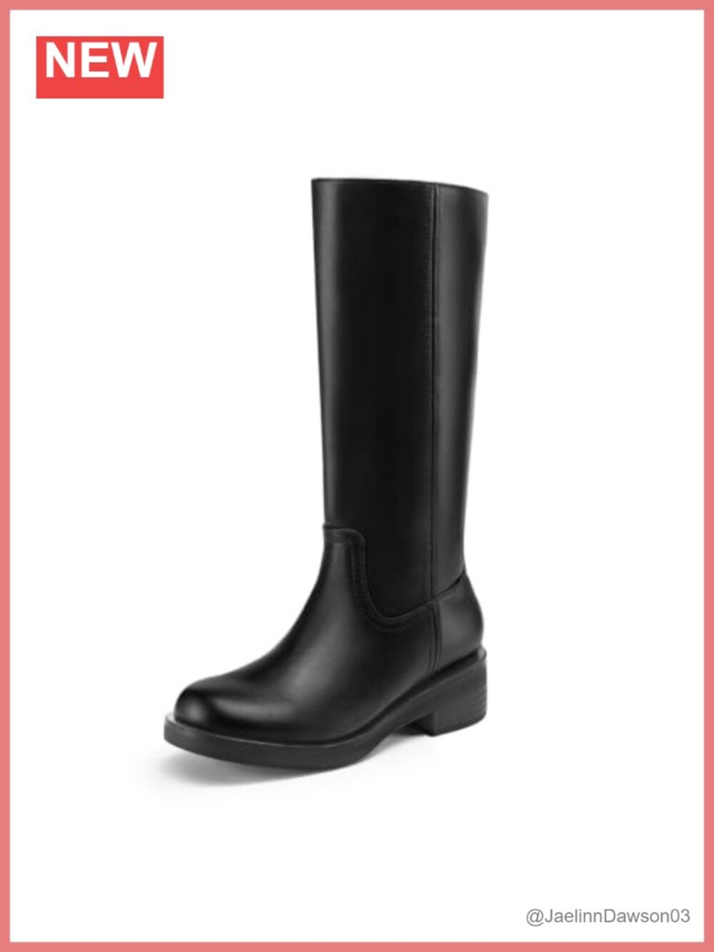 Women's Knee High Boots Round Toe Low Block Heel Faux Leather Side Zip